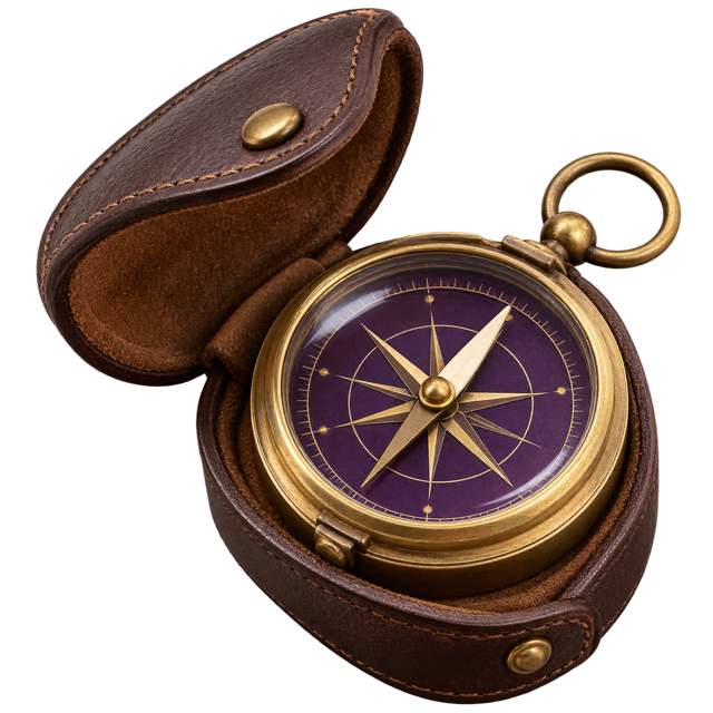 Purple and gold compass